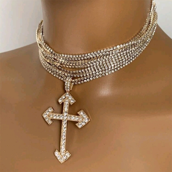Rhinestone Cross Pendant Necklace main image 1